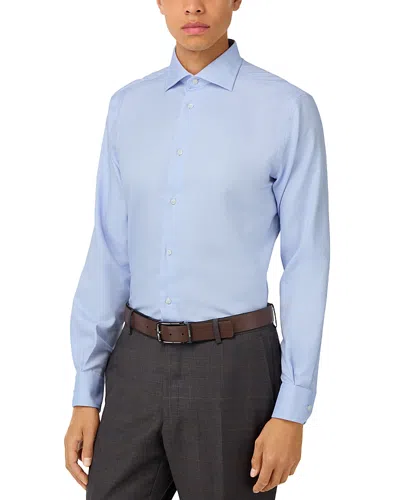 Boggi Milano Non-iron Dobby Windsor Collar Dress Shirt In Blue