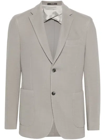 Boggi Milano Dove Grey Textured Wool Jersey Jacket In Grau