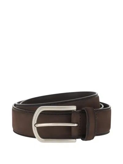 Boggi Milano Nubuck Micro-cut Belt In Brown