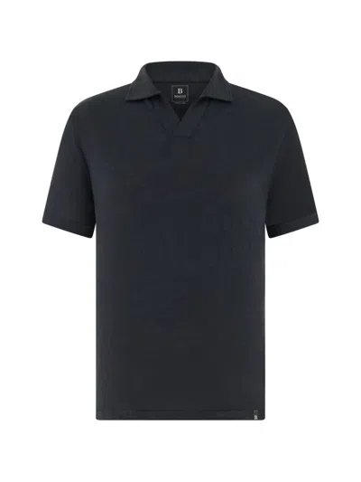 Boggi Milano Open-collar T-shirt In Black