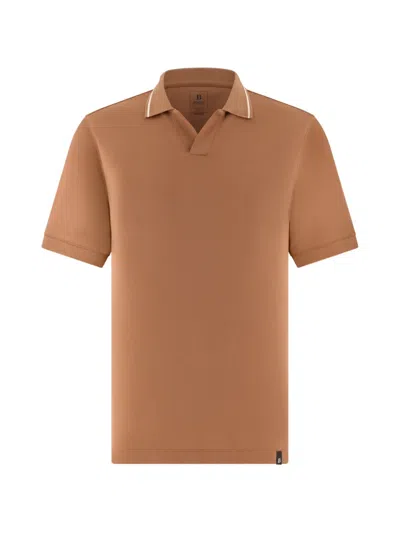 Boggi Milano Open-collar T-shirt In Brown