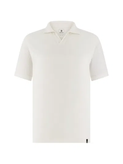 Boggi Milano Ens White Open-collar Regular-fit Stretch-linen Polo Shirt