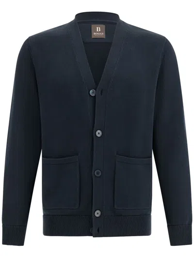 Boggi Milano Organic Cotton Cardigan In Blue