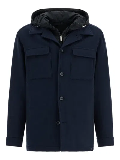 Boggi Milano Padded Link Shirt Jacket In Blue