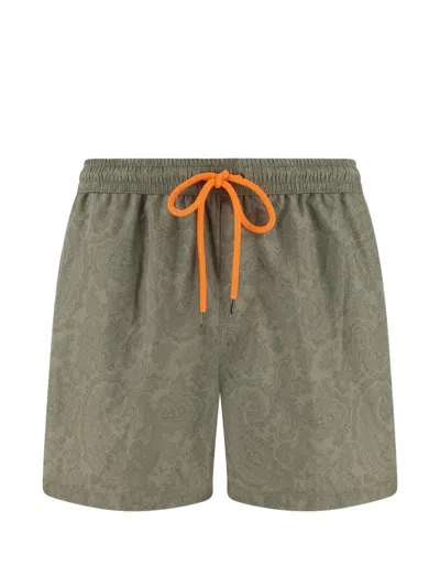 Boggi Milano Paisley Fantasy 5 Drawstring Swimsuit In Green