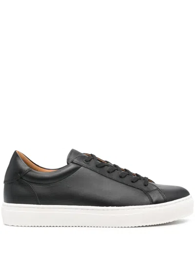 Boggi Milano Panelled Leather Sneakers In Black