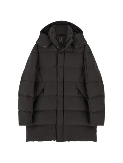 Boggi Milano Parka In Goose Down Mélange Flannel In Gray