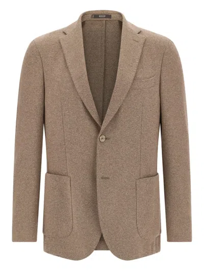 Boggi Milano Patch-pocket Blazer In Brown