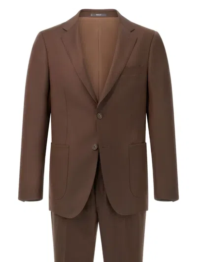 Boggi Milano Patch-pocket Single-breasted Suit In Brown