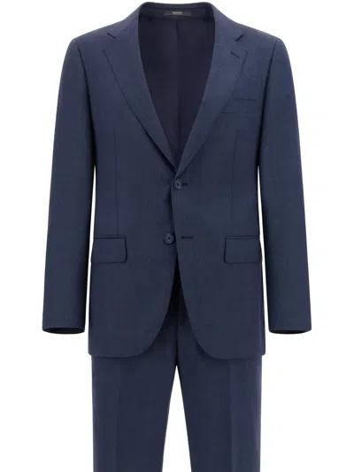 Boggi Milano Patterned Wool Suit In Blue