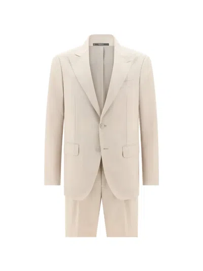Boggi Milano Peak-lapels Wool Suit In Neutral