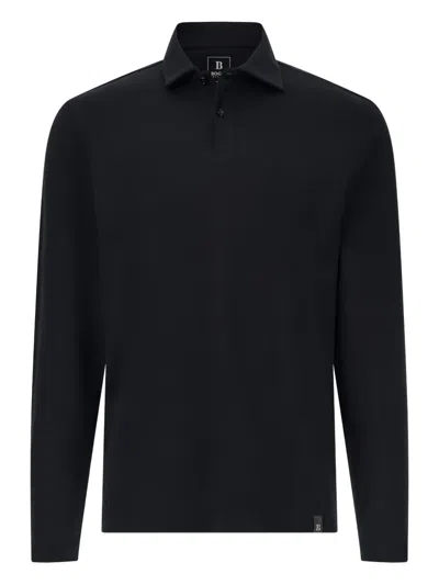 Boggi Milano Pima Cotton Interlock Polo Shirt In Black