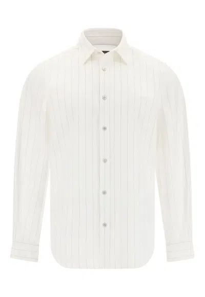 Boggi Milano Pinstripe-pattern Oxford Shirt In White