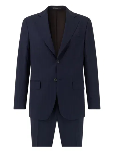 Boggi Milano Pinstripe Suit In Pure Travel Wool In Blue