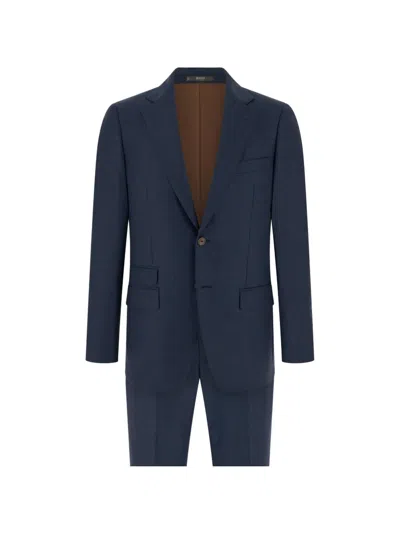Boggi Milano Pinstripe Wool Suit In Blue