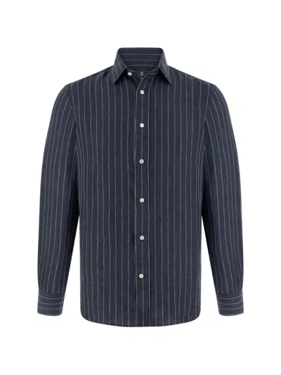 Boggi Milano Regular Fit Stripe Linen Shirt In Multi