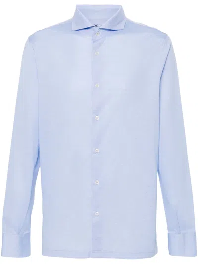 Boggi Milano Piqué-weave Shirt In Blue