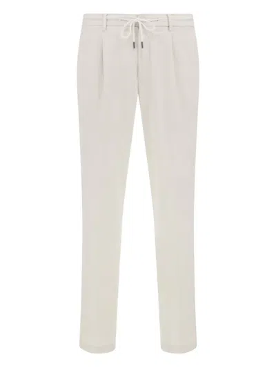 Boggi Milano Stretch Cotton Trousers In White