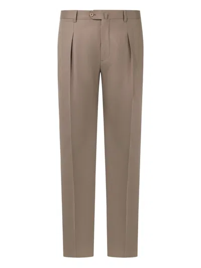 Boggi Milano Pleated Flannel Trousers In Neutral