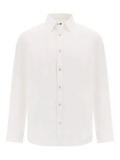 Boggi Milano Garment-washed Linen Shirt In White