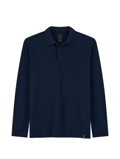 Boggi Milano Polo In Cotton Blend Jersey S. Cafè® In Blue