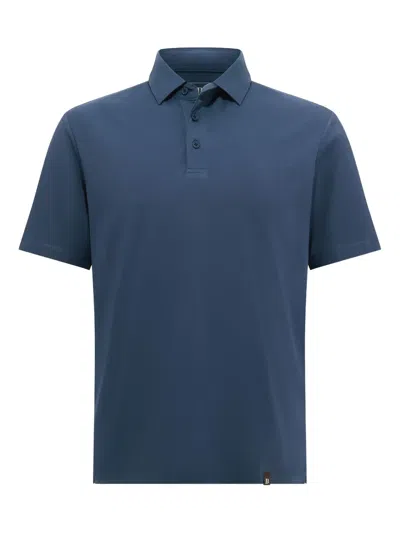 Boggi Milano Poloshirt Aus Leinen-jersey In Blau
