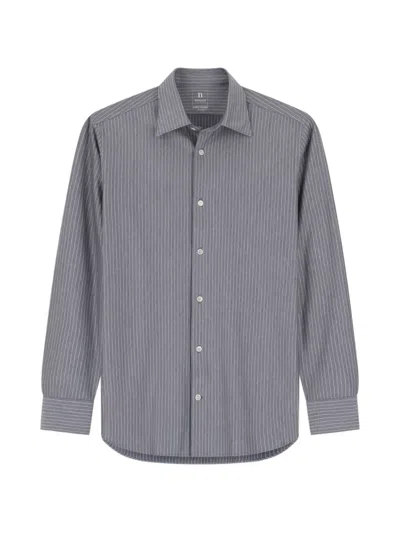 Boggi Milano Polo Shirt Striped Japanese Jersey Regular Fit In Gray