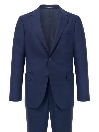 Boggi Milano Prince Of Wales Check-pattern Suit In Blue