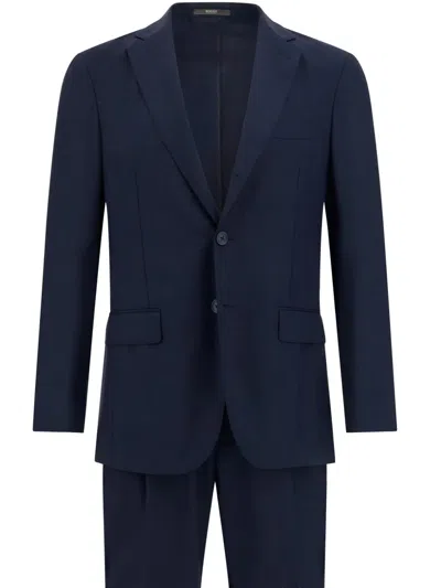 Boggi Milano Prince Of Wales-check Suit In Blue