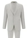 Boggi Milano Prince Of Wales Check Suit In Linen And Cotton In Grey