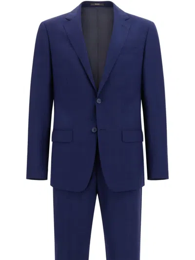 Boggi Milano Prince Of Wales-check Wool Suit In Blue