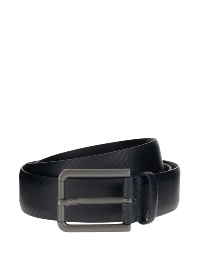 Boggi Milano Printed Leather Belt In Blue