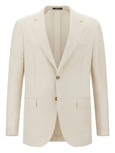 Boggi Milano Pure Linen Jacket In Neutral