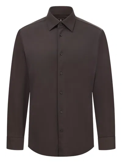 Boggi Milano Regular Fit Cotton And Silk Polo Shirt In Brown