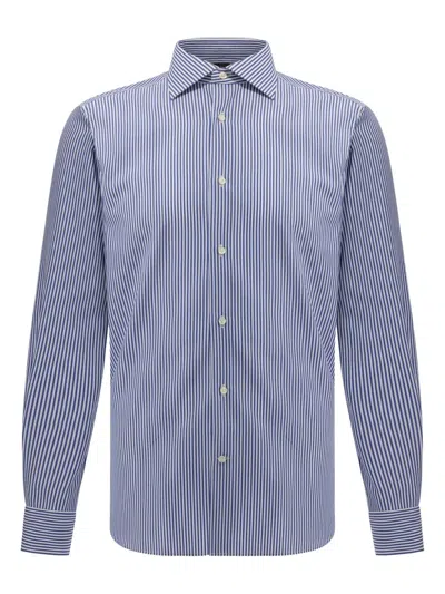 Boggi Milano Regular-fit Cotton Shirt In Blue