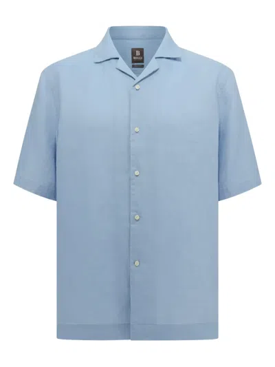 Boggi Milano Regular Fit Linen Shirt In Blue