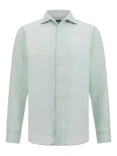 Boggi Milano Regular Fit Linen Shirt In Green