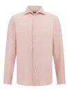 Boggi Milano Linen Button Front Shirt In Pink