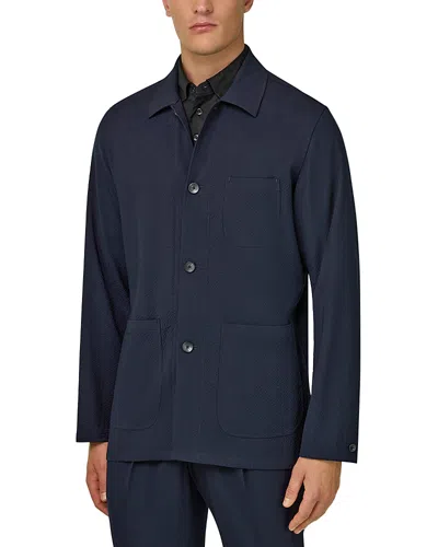 Boggi Milano Regular Fit Seersucker Shirt Jacket In Green