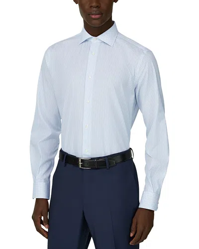 Boggi Milano Regular Fit Striped Cotton Dress Shirt In White