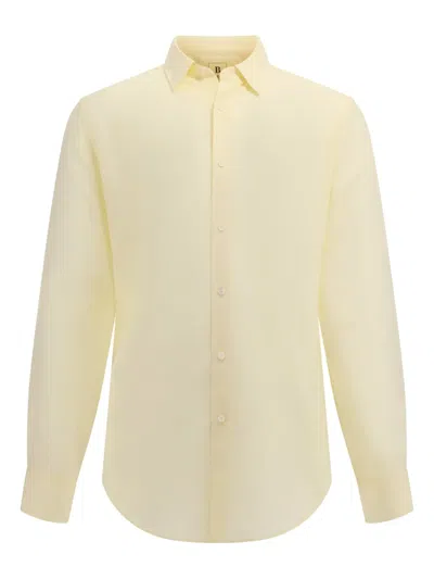 Boggi Milano Regular Fit Tencel Linen Shirt In Yellow