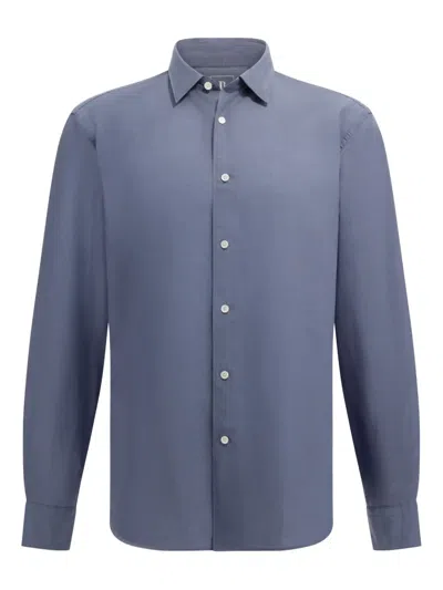Boggi Milano Regular Fit Tencel Linen Shirt In Blue