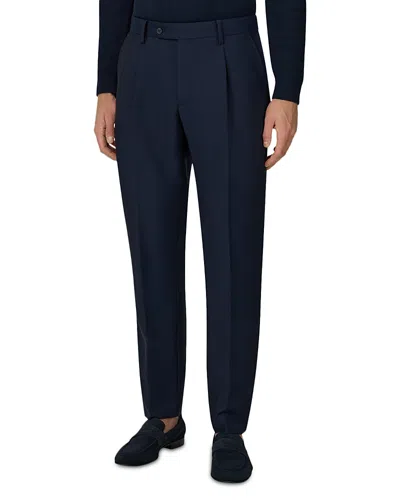 Boggi Milano Regular Fit Wool Mohair Pleated Pants In Blue