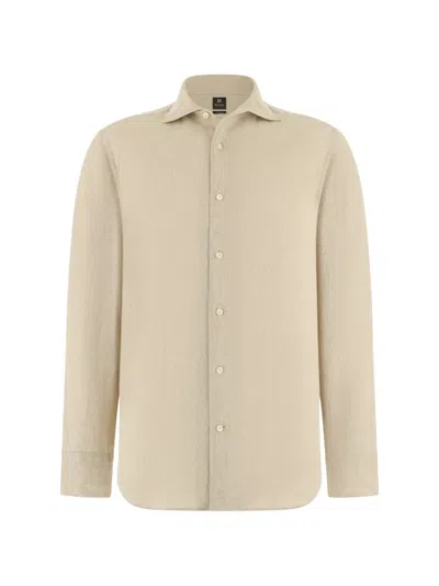 Boggi Milano Ens Sand Regular-fit Long-sleeve Linen Shirt Xxl In Neutral