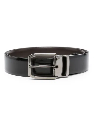 Boggi Milano Reversible Leather Belt In Schwarz