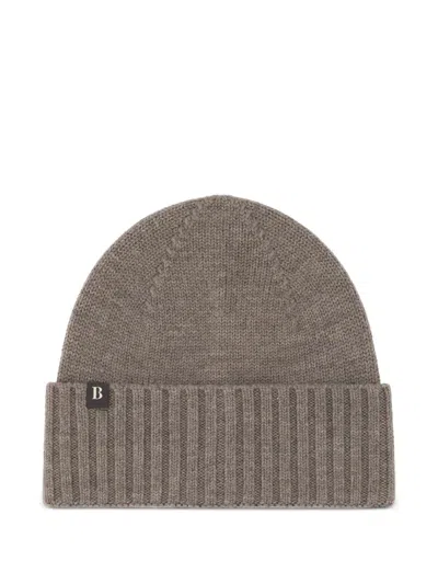 Boggi Milano Rib-knit Beanie In Brown
