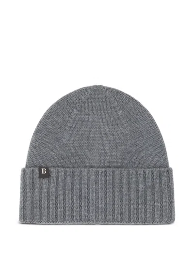 Boggi Milano Rib-knit Beanie In Gray