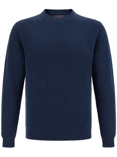 Boggi Milano Ribbed Sweater In Blue