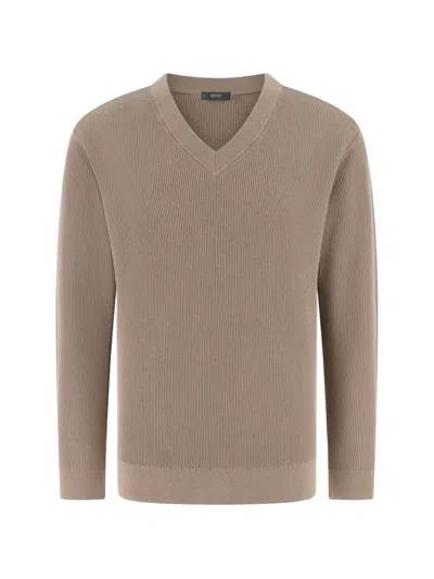 Boggi Milano Regular Fit V-neck Sweater In Brown