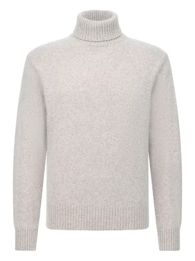 Boggi Milano Ens Grey Polo-neck Merino-wool Jumper In Gray